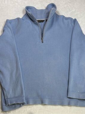 Tommy Bahama Sweater Pullover Womens Large Blue  Quarter Zip Cotton Stretch